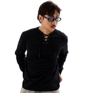 Lace Henley "BLACK"